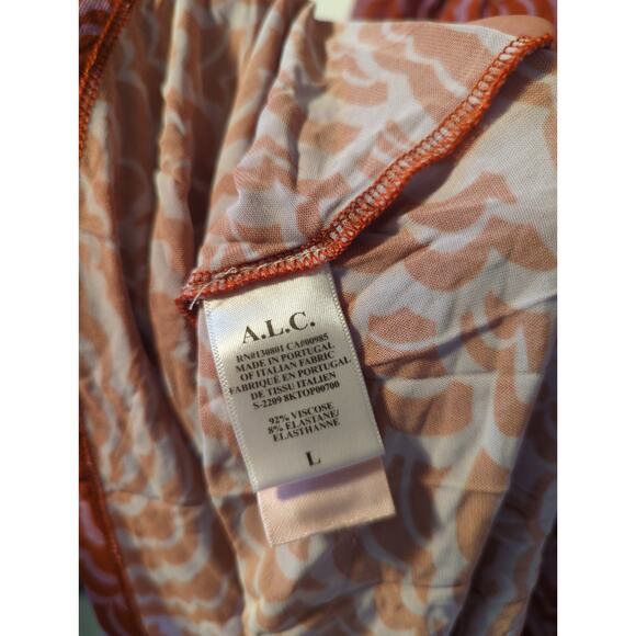 RTR A.L.C James Red Pink Print Turtleneck Long Sleeve Top Size Large pullover - Picture 8 of 11